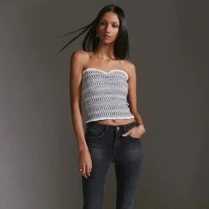 EUC ANTHROPOLOGIE SMOCKED SWEETHEART TUBE TOP BLACK/WHITE SZ L